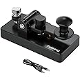 Classical Morse Mini Code Key Morse Code Paddle Key Aluminum Alloy Mini-Key Morse CW Portable Key Morse Practice Key Black