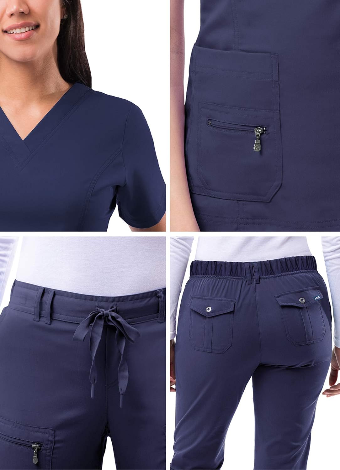 Adar Pro Breakthrough Plus Scrub Set for Women - Enhanced V-Neck Top & Multi Pocket Pants: Clothing