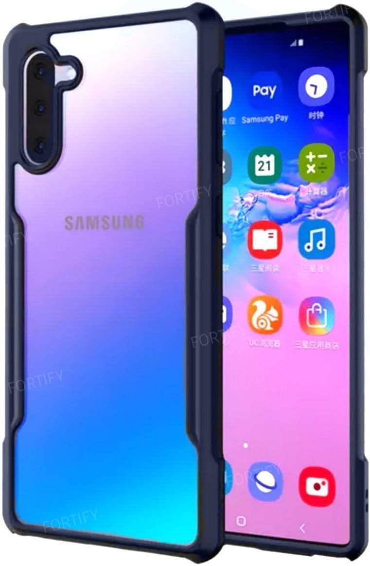 RIGGEAR® Fortify XUNDD Transparent Hybrid Hard PC Back TPU Bumper Impact Resistant MIL-STD 810G Drop Tested Case/Cover for Samsung Galaxy Note 10+ / Note 10 Plus - Navy Blue