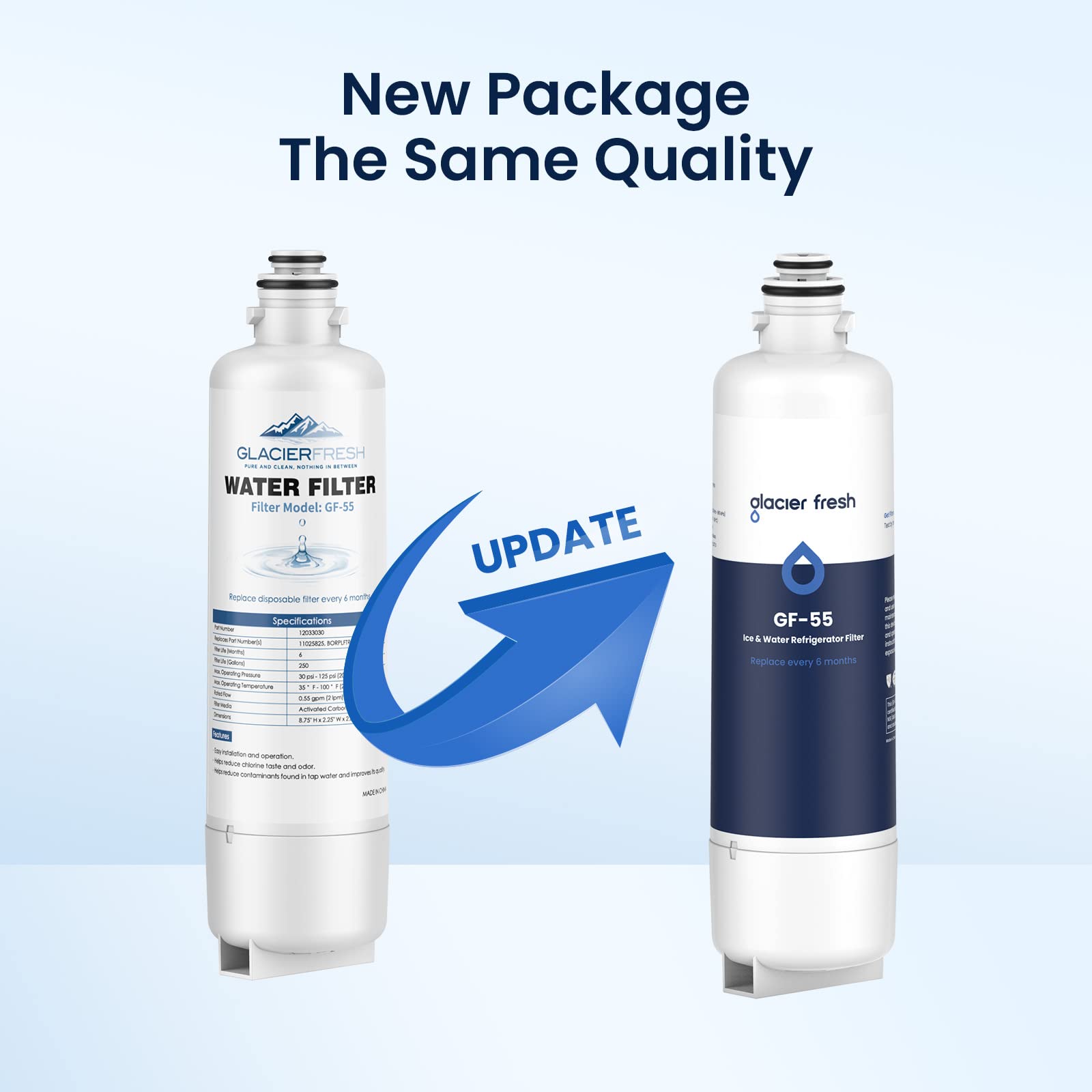 GLACIER FRESH Replacement for Bosch 11025825 Ultra Clarity Pro Refrigerator Water Filter BORPLFTR50, Compatible with KWF 2000, 12028325, 11032531, BORPLFTR50, WFC100MF, B36CT80SNS, B36CL80ENS (1 Pack)