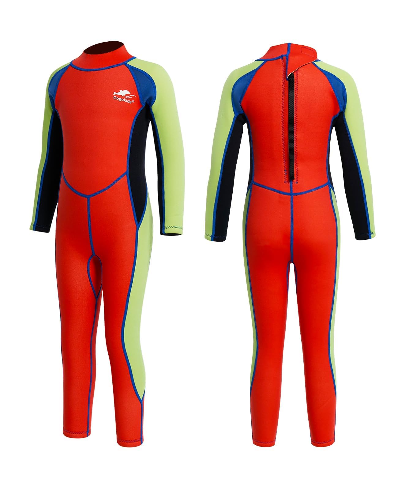 Gogokids Wetsuit Kids, 2.5mm Neoprene Thermal Wet Suits with UV Protection & Back Zipper, Full Swimsuit for Ages 3-10 Girls Boys Swimming in Cold Water, Surfing, Snorkeling
