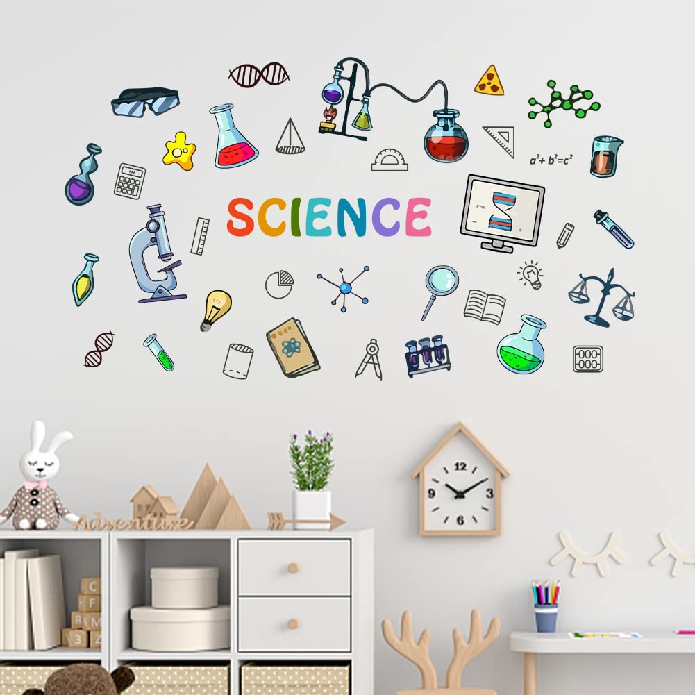 SUPERDANT Science Theme Wall Sticker Experimental Tools Wall Decal and Murals Teaching Tools Laboratory Decor Wall Art Sticker Wall Decoration for Classroom Laboratory