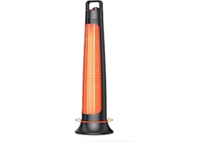 BIESQYA Outdoor Patio Heater, Electric Infrared Heat for Garage Backyard Indoor use, Portable Space Radiant Tower Heater with 60° Oscillating, Tip-over & Overheat Protection, Super Quiet,Waterproof, Black