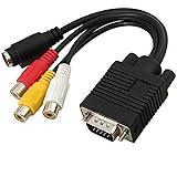 OUOU VGA to RCA Cable〔2 Pack 〕VGA Male to S-Video 3 RCA Jack Female Composite AV TV Out Adapter Converter Video Cable for TV