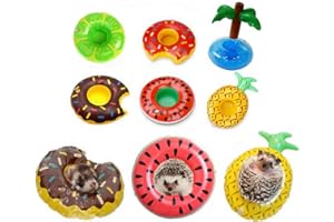 HAICHEN TEC 6 Pcs Small Animal Inflatable Float Toy Swimming Ring with Air Pump Bath Collar Ring for Ferret Lizard Hedgehog Hamster Squirrel Tortoise Water Beach Pool Cage Accessories Photo Shoot Toy Pet Supplies