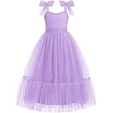 Arshiner Girls Dresses Summer Sleeveless Bow-Tie Straps Birthday Party Long Tulle Dress