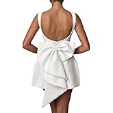 Aosadin Mini Homecoming Dress for Women 2025 Bow Back A-line Satin Evening Dresses Ivory 6