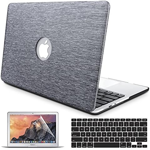 BELK-MacBook Air 13" Case,3 in 1 Brushed Texture PU Leather Coated PC Ultra-Slim Light Weight Hard Case with Keyboard Cover & Screen Protector for MacBook Air 13.3 Inch(Model:A1369/A1466)