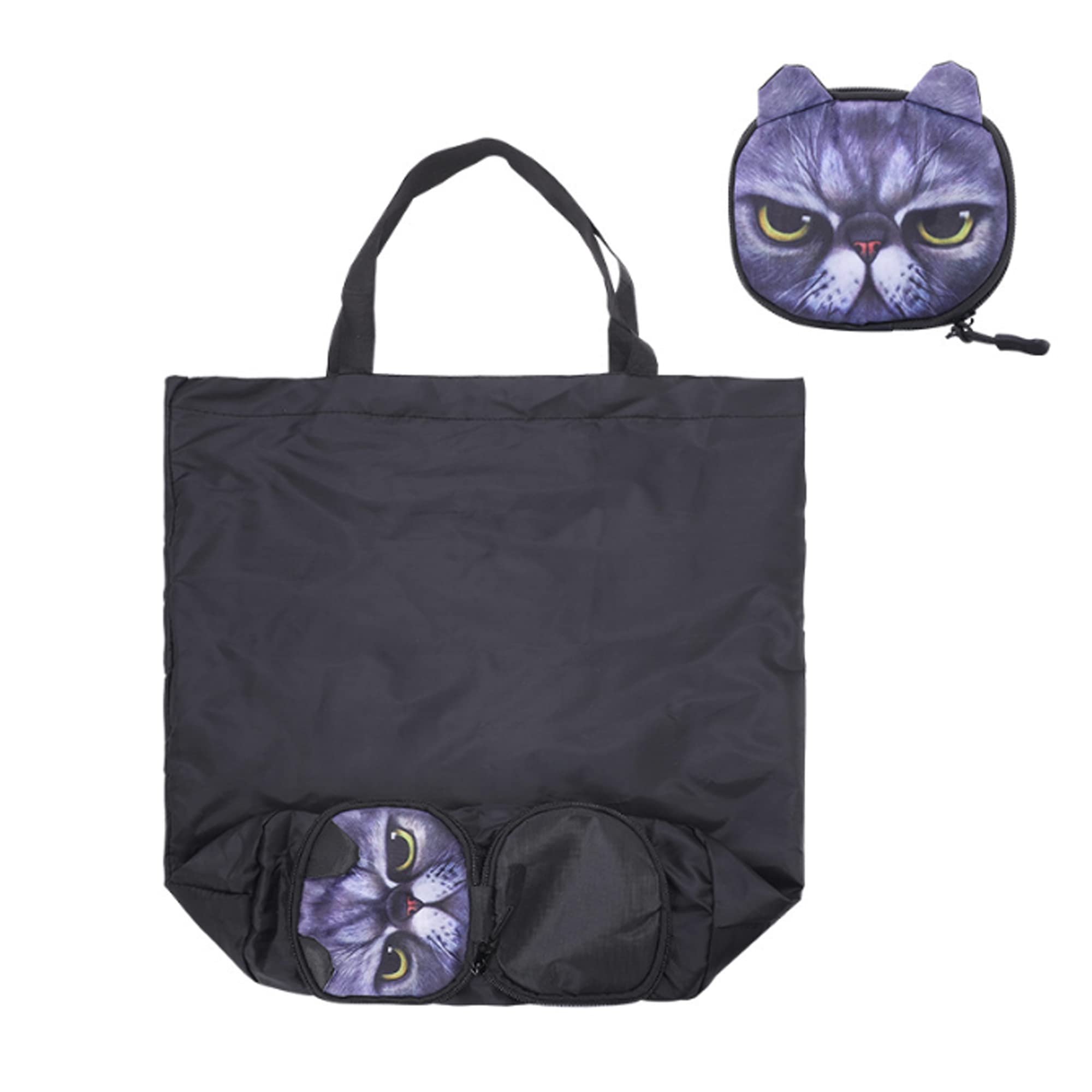 Millya UK Creative Waterproof Foldable Large Shopping Bag Travel Recycle Bag with Side Pocket (6931+Black)