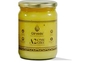 Girveda A2 Grass Fed Gir Cow Ghee (16.9 Oz) From Gir Region India | Vedic Bilona Method | Lab Tested | Natural & Healthy | Unsalted | Pasture Raised