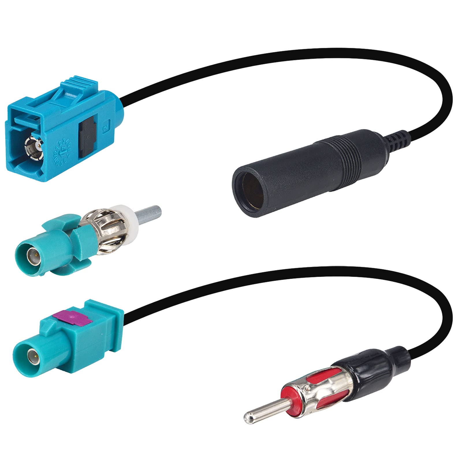 YILAINDUO Fakra to Din ISO Audio Aerial Adaptor Cable Fakra Z to Din Plug Socket Universal Vehicle FM/AM Radio Kit for Car Stereo Audio HD Radio Head Unit CD Media Player Receiver