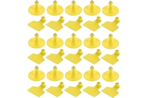 Gatuida 100pcs Yellow TPU Livestock Ear Tags Plastic Pig Animal Ear Tags Pin for Farm Identification
