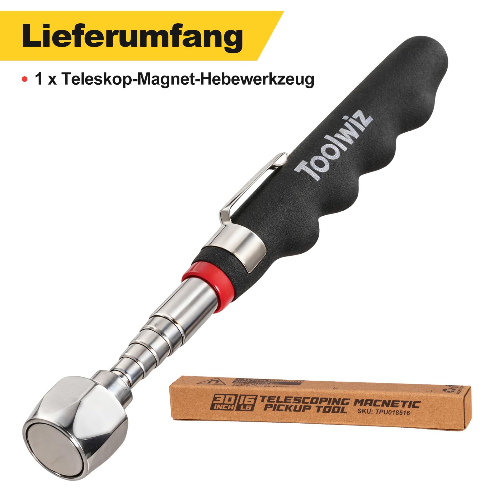 Toolwiz Stab-Magnet Teleskop-Magnetheber, 7,3 kg, ausziehbar bis 76 cm 6