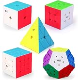 Speed Cube Set, ROXENDA 2x2 3x3 4x4 Megaminx Pyramid Puzzle Cube[5 Pack] | Smooth Turning, Friendly ABS Material, Solid &amp; Durable, Manual included, STEM Educational, For Kids Teens &amp; Adults