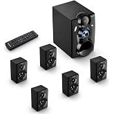 Bobtot Wireless Surround Sound System 1000W Peak Power, 8" Subwoofer | 4 wireless surround satellite speakers, 5.1/2.1 Channel Deep Bass with ARC Optical Bluetooth Karaoke Input