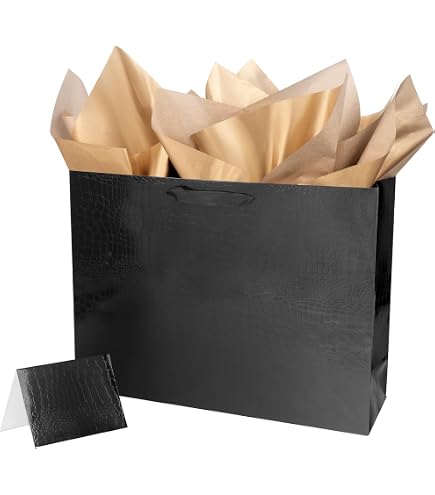 Extra Große Geschenktüte "40" Im Vintage-Stil - 32,6x43,2x14 Cm, Mit Band, Metallic-Druck