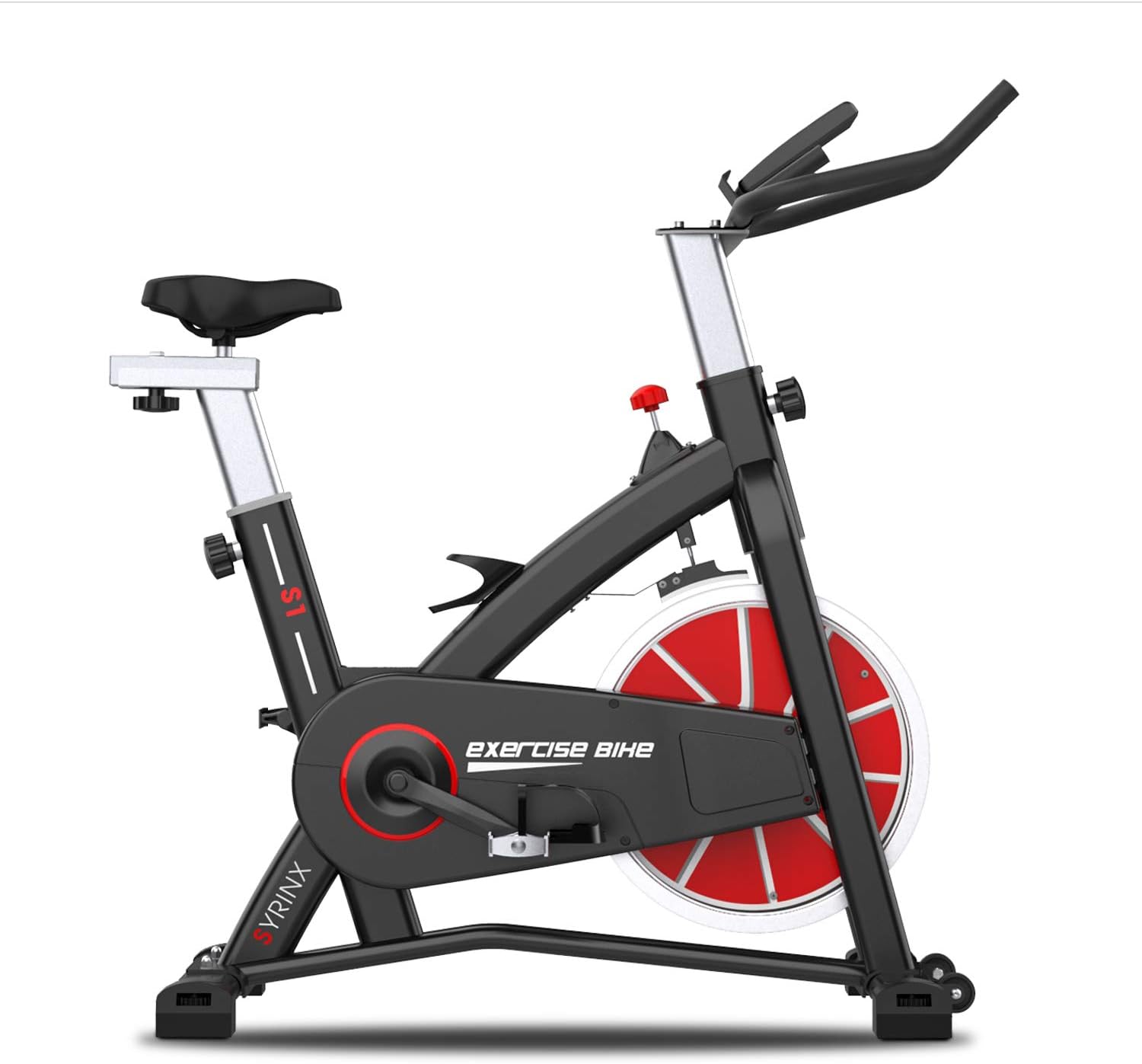 SYRINX Exercise Bike Indoor Cycling Bike Stationary Bikes Spin Bikes for Home Gym Fitness Machine Belt Drive Excersize Bicycle Cardio Workout Heavy Flywheel Digital Monitor