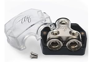 TTZ Audio Car Power Distribution Block Splitter for Multiple Power/Ground Options; 2 Styles – 2 Way (1/0 GA to 2X 1/0 GA or 4 GA); 3 Way (1/0 GA to 3X 4 GA) (2 Way (0GA to 2 x0GA/4GA))