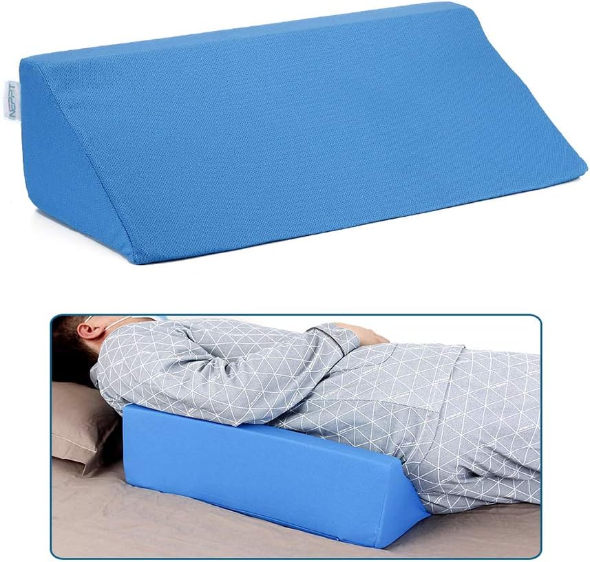NEPPT Wedge Pillow Body Position Wedges Back Positioning Elevation Pillow Case Pregnancy Bedroom Eevated Body Alignment Ankle Support Pillow Leg Bolster (Blue): Home & Kitchen