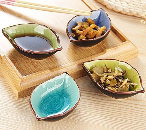 Multipurpose Japanese Ceramic Dipping Sauce Dishes,Famhome Side Dish Bowl Seasoning Dishes Soy Dipping Sauce Dishes-Set of 4