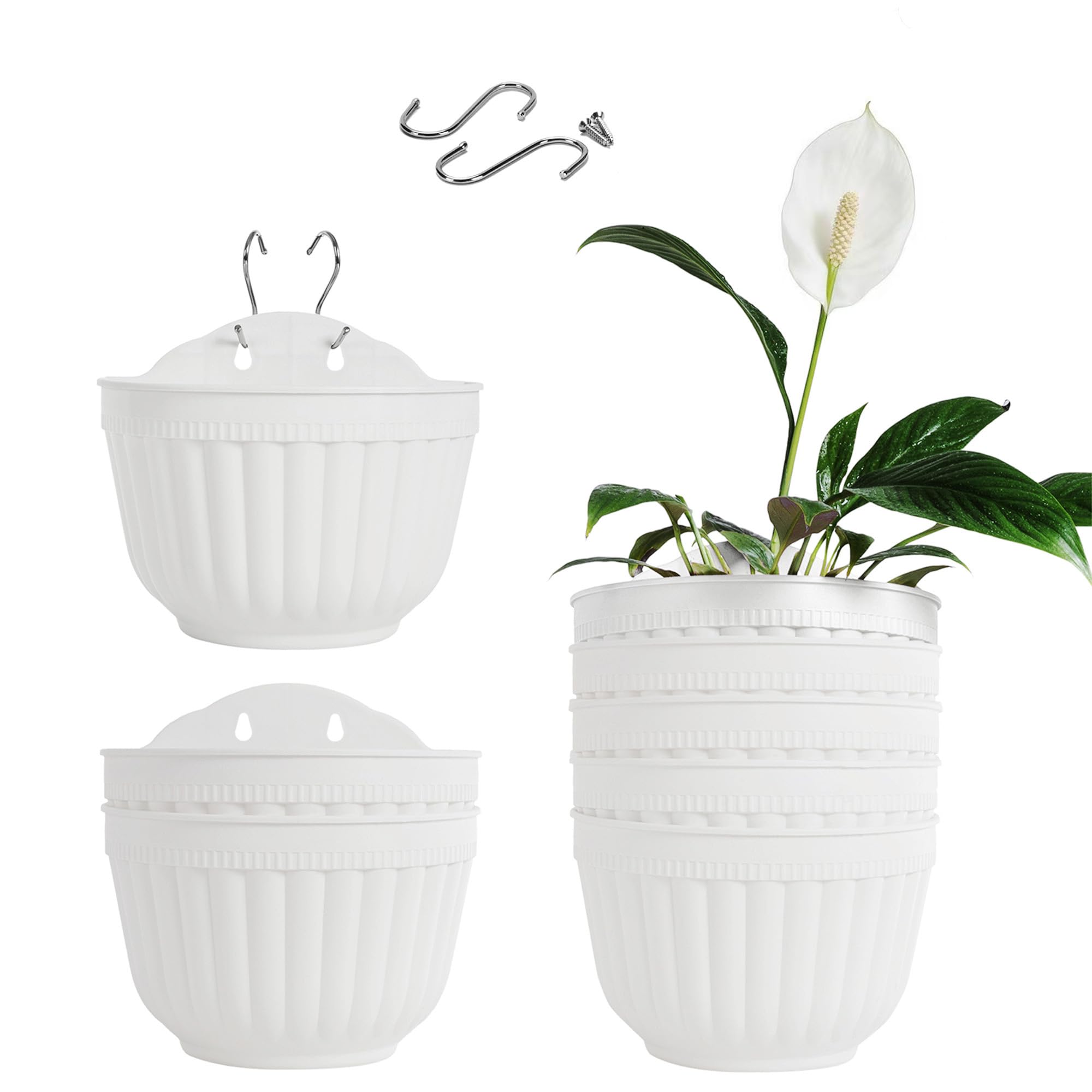 ORIMERC 8 Pack Wall Hanging Flower Pots Vertical Garden Living Wall Planter Mount Window Hang Indoor Outdoor Plants Basket for Kitchen Herbs Balcony Railing Shelf Fence Bedroom Trellis Garden Decor