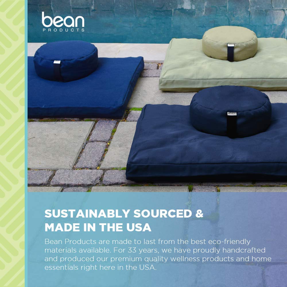Bean Products Meditation Cushion Set - Zafu and Zabuton Meditation Pillows for Sitting on Floor, Yoga Cushion, Cotton Yoga Pillow, Zen Kneeling Prayer Pad- Made in USA - Round, Earth - Image 7