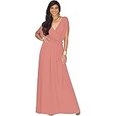 KOH KOH Womens Long Semi-Formal Short Sleeve V-Neck Floor Length Maxi Dress Gown