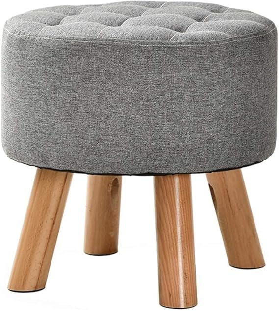 Heces de almacenamiento Tapizado Escabel gris ronda otomana Puf Puf