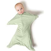 SleepingBaby Zipadee-Zip Transition Swaddle - Cozy Baby Swaddling Blanket with Zipper Convenience - Roomy Wearable Blanket for Easy Diaper Changes - 4-8 Month - Zen Garden Green Heather