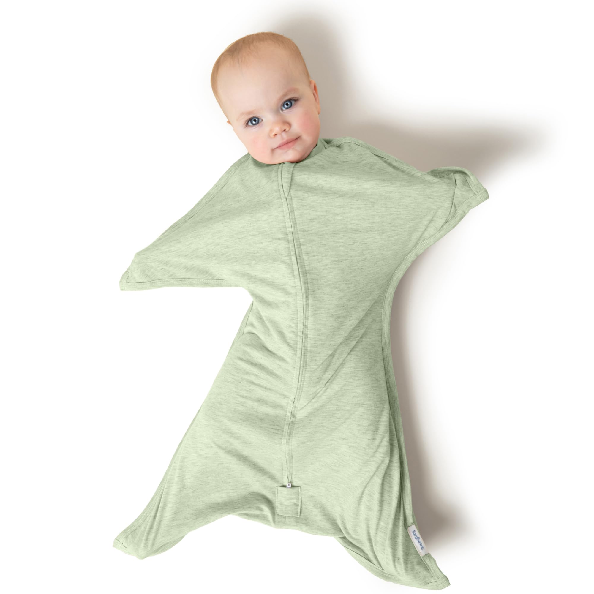 Photo 1 of SleepingBaby Zipadee-Zip Transition Swaddle - Cozy Baby Swaddling Blanket with Zipper Convenience - Roomy Wearable Blanket for Easy Diaper Changes - 4-8 Month - Zen Garden Green Heather