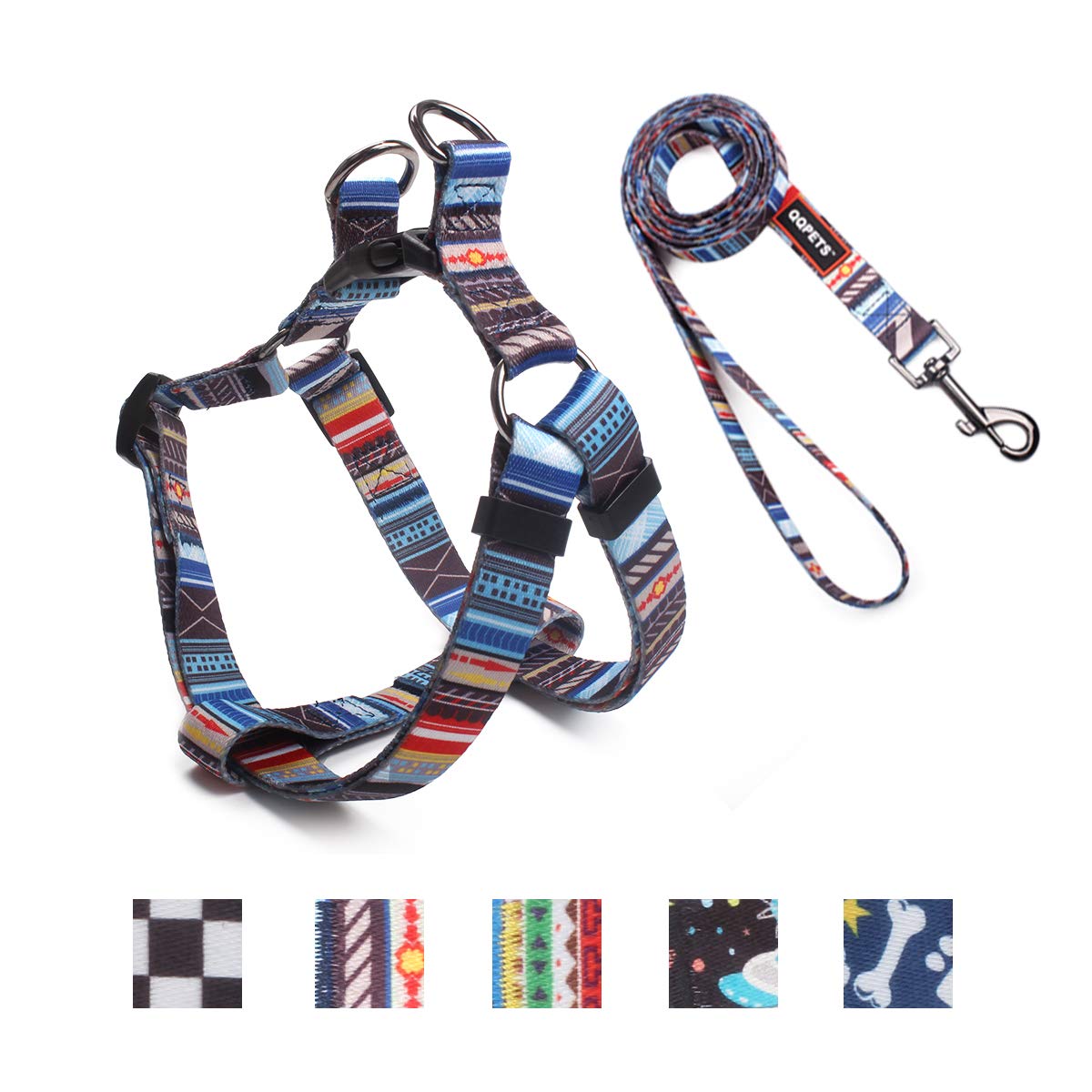 Roses&Poetry Dog Harness Leash Set, Breathable,Adjustable,Dog Lead and Harness No Pull Small Medium Large dog(Stripe-L)