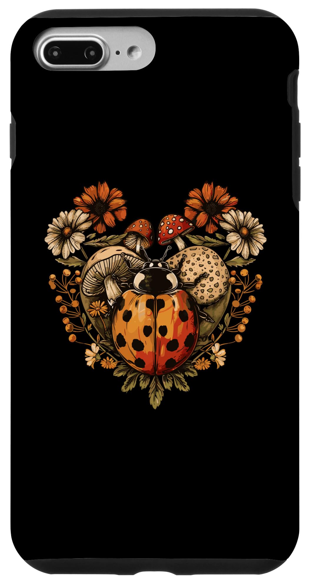 iPhone 7 Plus/8 Plus Ladybug Floral Cottagecore Aesthetic Heart Insect Flowers Case