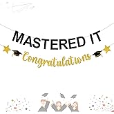 DONCIDAY Mastered It Graduation Decorations Gold and Black Glittery Congratulation Banner Congrats Grad Decor for Class of 2025 Party