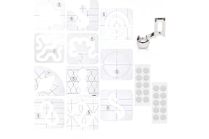 YTOTY 14PCS Free Motion Quilting Kit - 11 3mm Templates, High Shank Presser Foot, Non-Slip Grips – Universal for Sewing Machines, DIY Quilting & Patchwork (14)