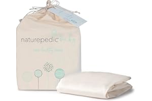 Naturepedic Organic Crib Mattress Sheet - Crib Fitted Sheet for Standard Crib Mattress - Soft and Breathable Cotton Crib Sheet - Ivory - 52"x28"