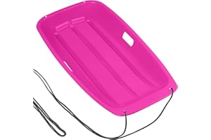 DUNCHATY Snow Sled for Kids with 16.5ft Pull Rope & Handle - Cold-Resistant Plastic Toboggan Sled for Winter Downhill Fun - Stackable Lightweight Sled for Adults Outdoor Snow Play
