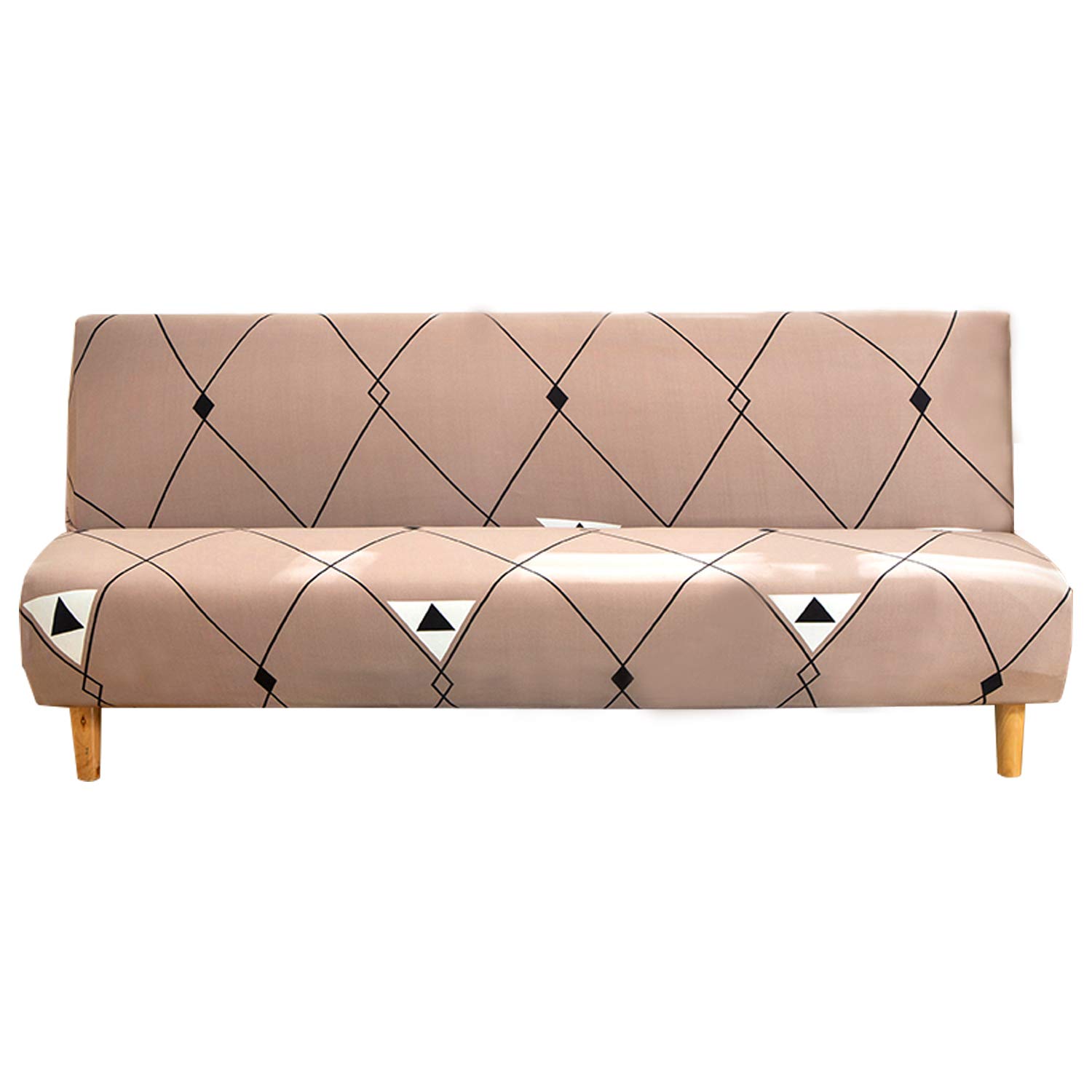 Mingfuxin Armless Sofa Bed Cover, Spandex Stretch Futon Slipcover Protector, Non-Slip Elastic Folding Couch Sofa Shield Fits for 2-3 Seater Folding Sofa Bed without Armrests (Printed #2956)