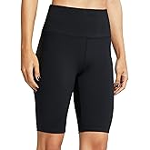 ZUTY 10" Biker Shorts Women Tummy Control High Waisted Workout Athletic Yoga Compression Long Shorts with 2 Hidden Pockets