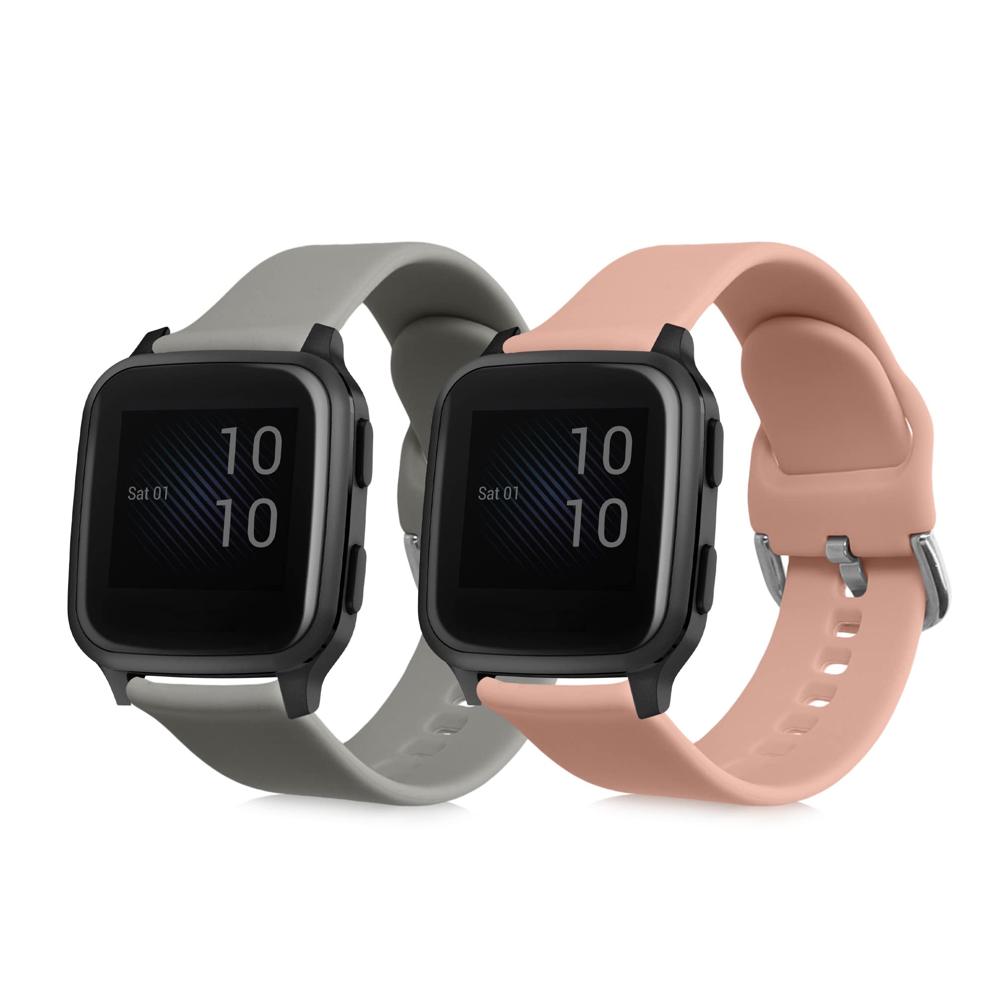 kwmobile Watch Strap Set Compatible with Garmin Venu Sq Music/Sq - 2x TPU Silicone Fitness Tracker Sports Band - Size Small (S)