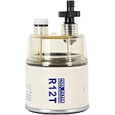 AUIVERED R12T Fuel Filter Water Separator with Collection Bowl | Replaces# S3240 R12T 120AT 18-7987 NPT ZG1/4-19 Automotive Parts with Fitting
