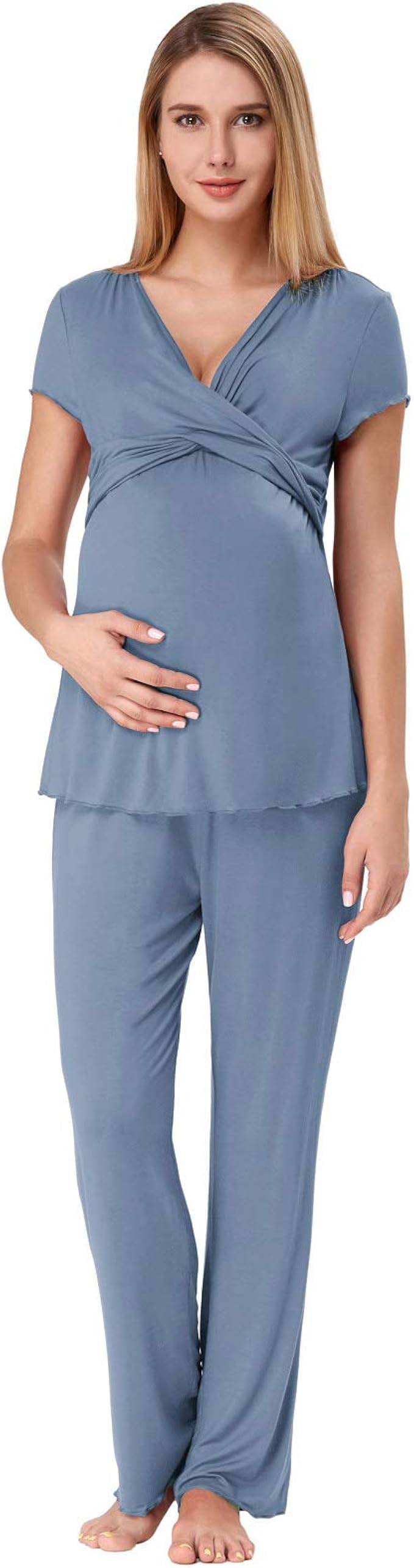 Maternity Pajamas for Women Two Piece Nursing Pyjamas Cotton Sleepwear