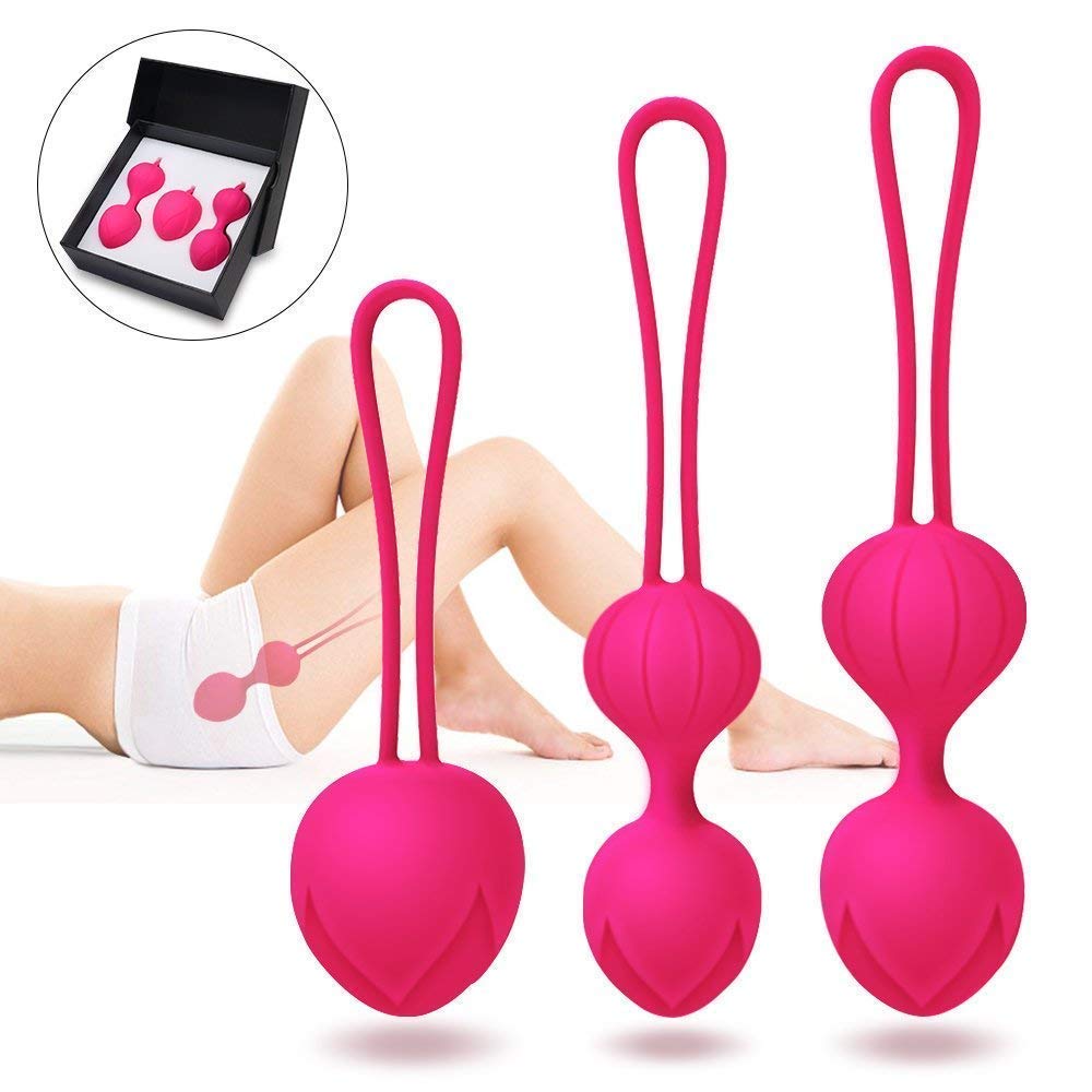 Premium Liebeskugeln 3er Set, Perfekt für Frauen zum Beckenbodentraining,Sexspielzeug Als Beckenbodentrainer - Stärkung der Vaginalmuskulatur & Sextraining,Medizinisches Silikon,Wasserfest (Rosa)