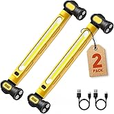 2Pack MechaniLite Under Hood Work Light Bar, 3000LM LED Magnetic Light Bar with Hooks, 5200mAh Cordless Rechargeable Hood Light for Mechanic/Car Repairing/Garage-Yellow