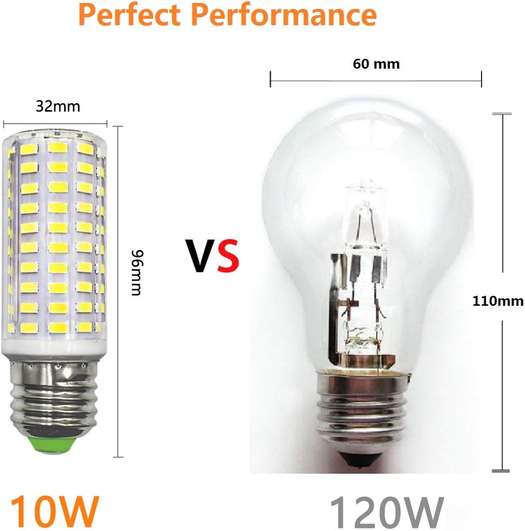 XIMNCHNI E27 Edison Screw LED Light Bulbs,10W Equivalent to 100W 120W Halogen Bulbs,Cool White 6000K, Non-Dimmable, 1200LM - Image 5