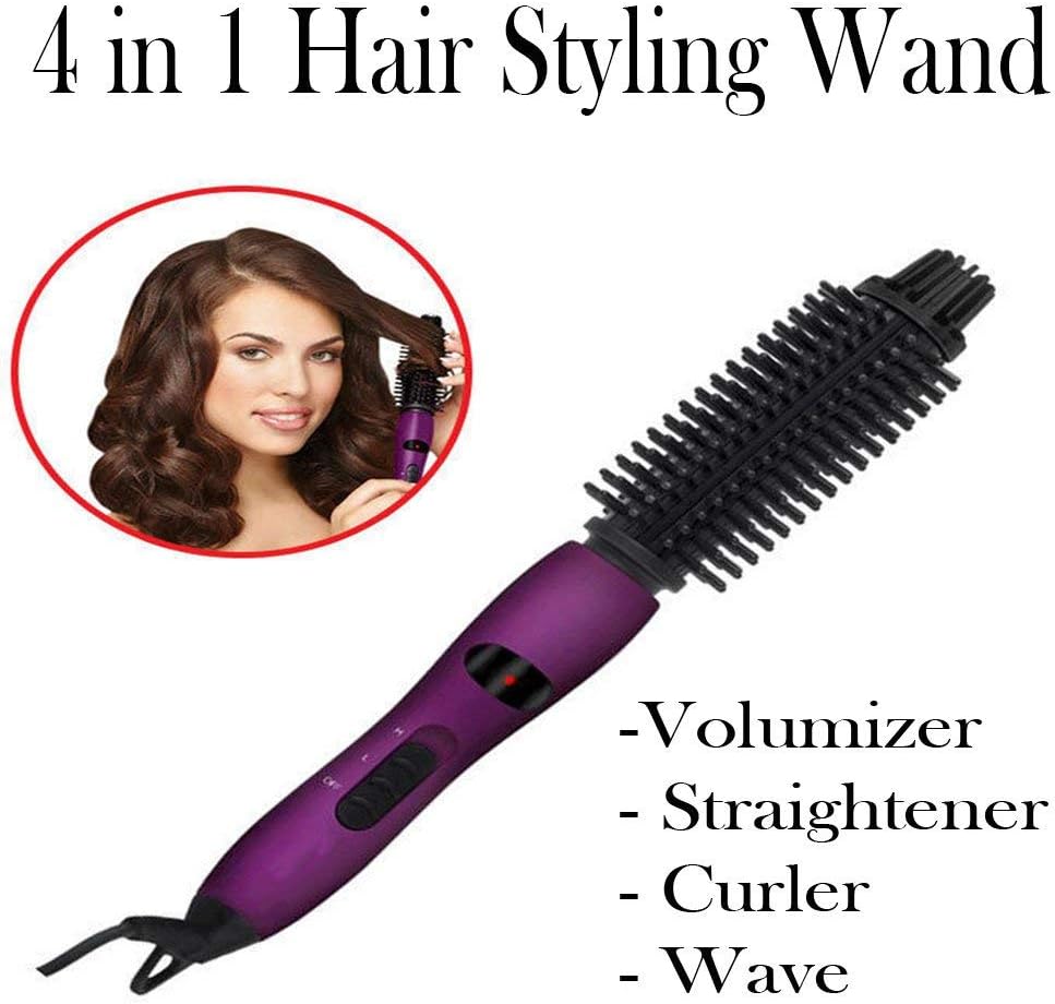 Beautiful Hair 4 in 1 Elite Hair Styling Wand for All Hair Types - Volumizing, Straightener, Curling, Waves and Much More (Purple Matt Color)