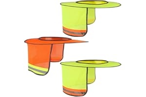 Topbuti 3 Pack Hard Hat Sun Shield Full Brim Mesh Hats Neck Sunshade, High Visibility Neck Sunshield w/Reflective Stripe for Hardhats