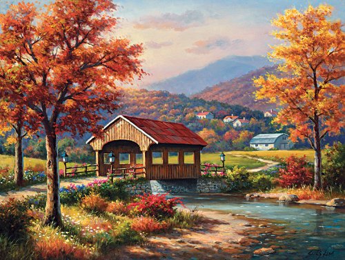 Fall at the Covered Bridge 1000 pc Jigsaw Puzzle