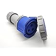 Elecbee 32A 220V-250V 3 Pin 50/60Hz 3P 6h 2P+E Waterproof IP67 CEE/IEC Industrial IEC60309 Female Connector Blue