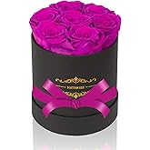 NATROSES 7 Piece Preserved Roses in a Box, Preserved Flowers for Birthday, Flower Gifts for Mothers Day (Purple)