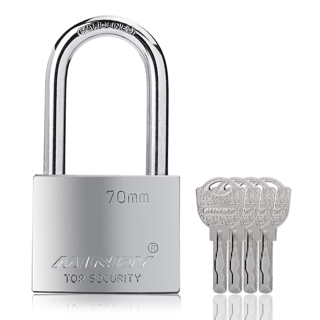 70mm Long Shackle Padlocks for Outdoor Use All Weather Resistant, Alloy Steel Heavy Duty Lock with 4 Keys